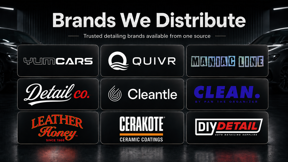 Cerakote, Leather Honey, DIY Detail, Clean By Pan the organizer, YUM Cars, Quivr, and Detail Co