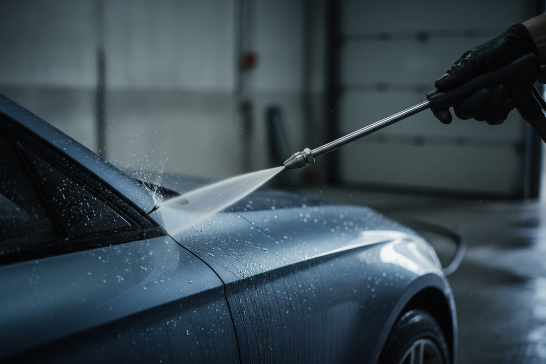 Pressure washing a car safely to avoid damaging exterior plastic trim in New Zealand