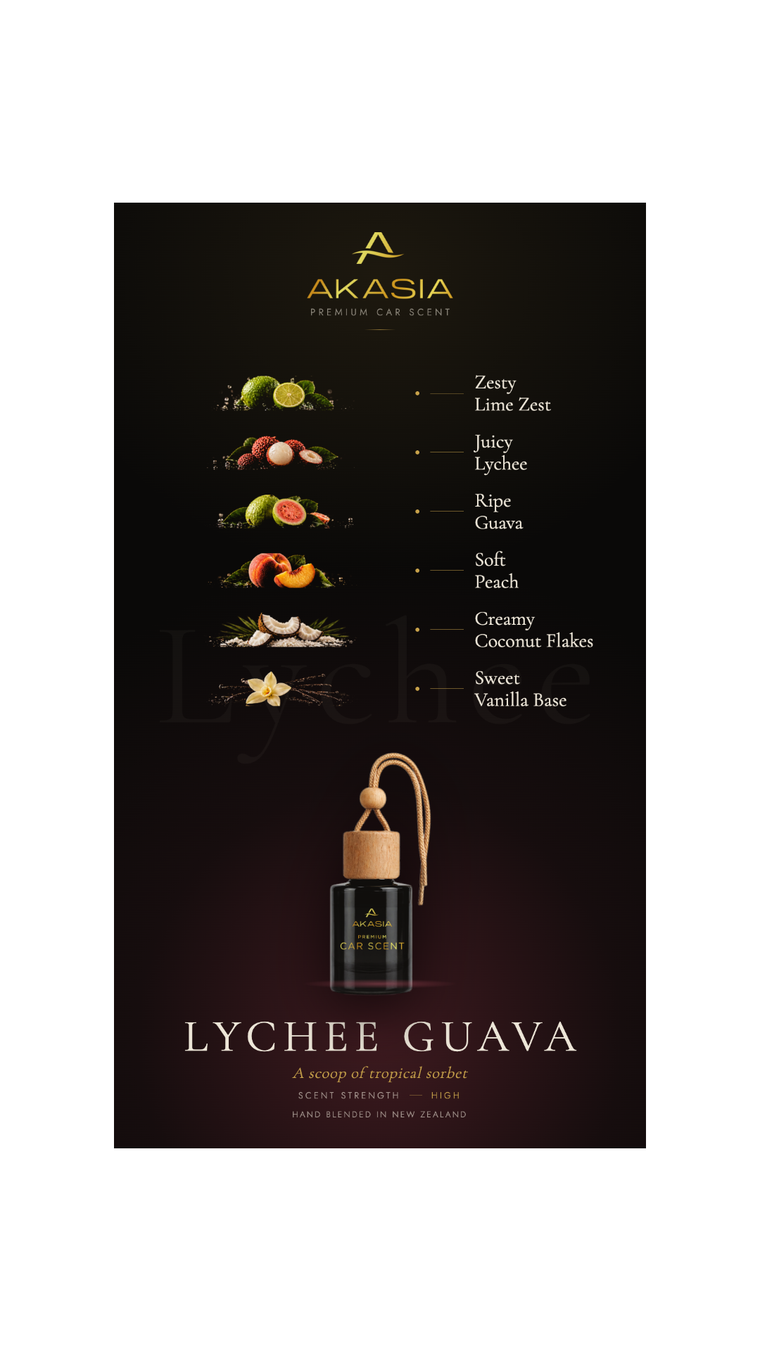 Akasia Lychee Guava — Premium Car Air Freshener Akasia