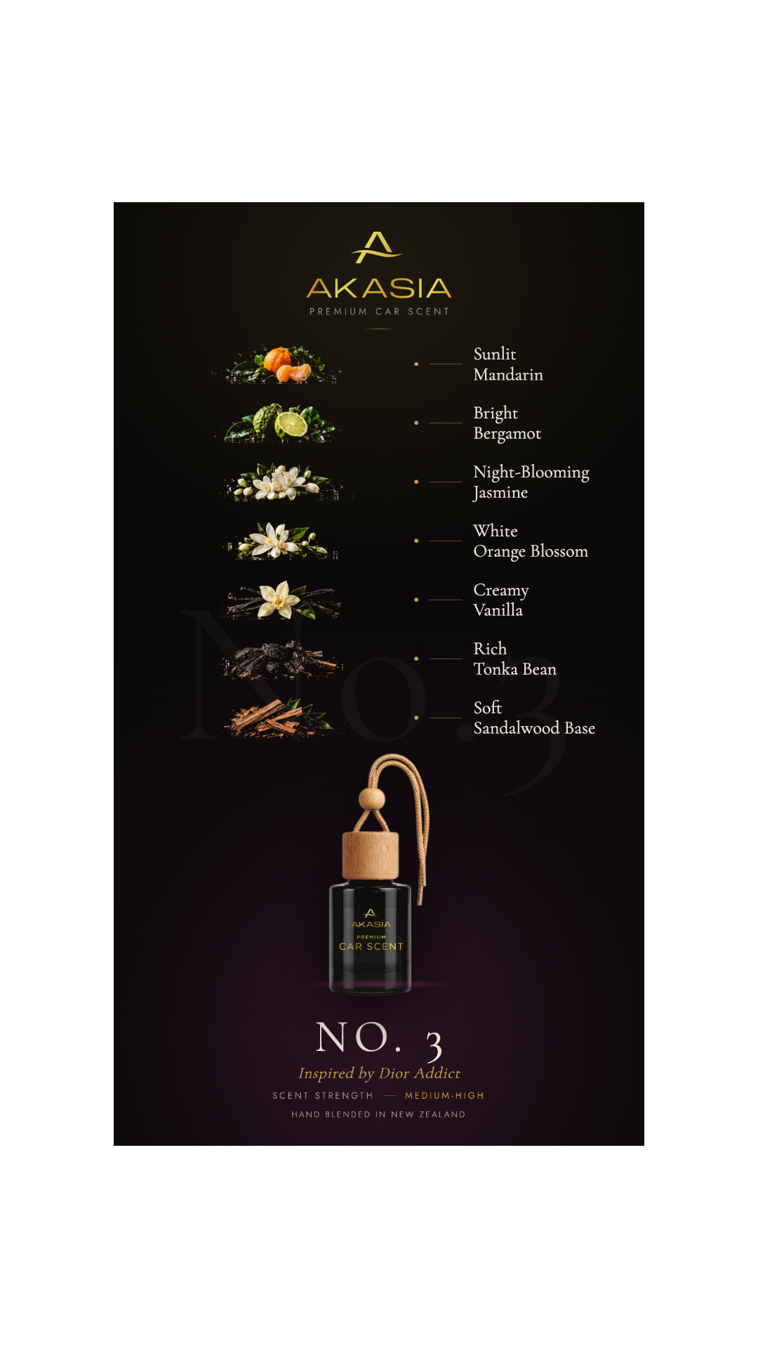 Akasia No. 3 — Premium Car Air Freshener (Inspired by Dior Addict) Akasia