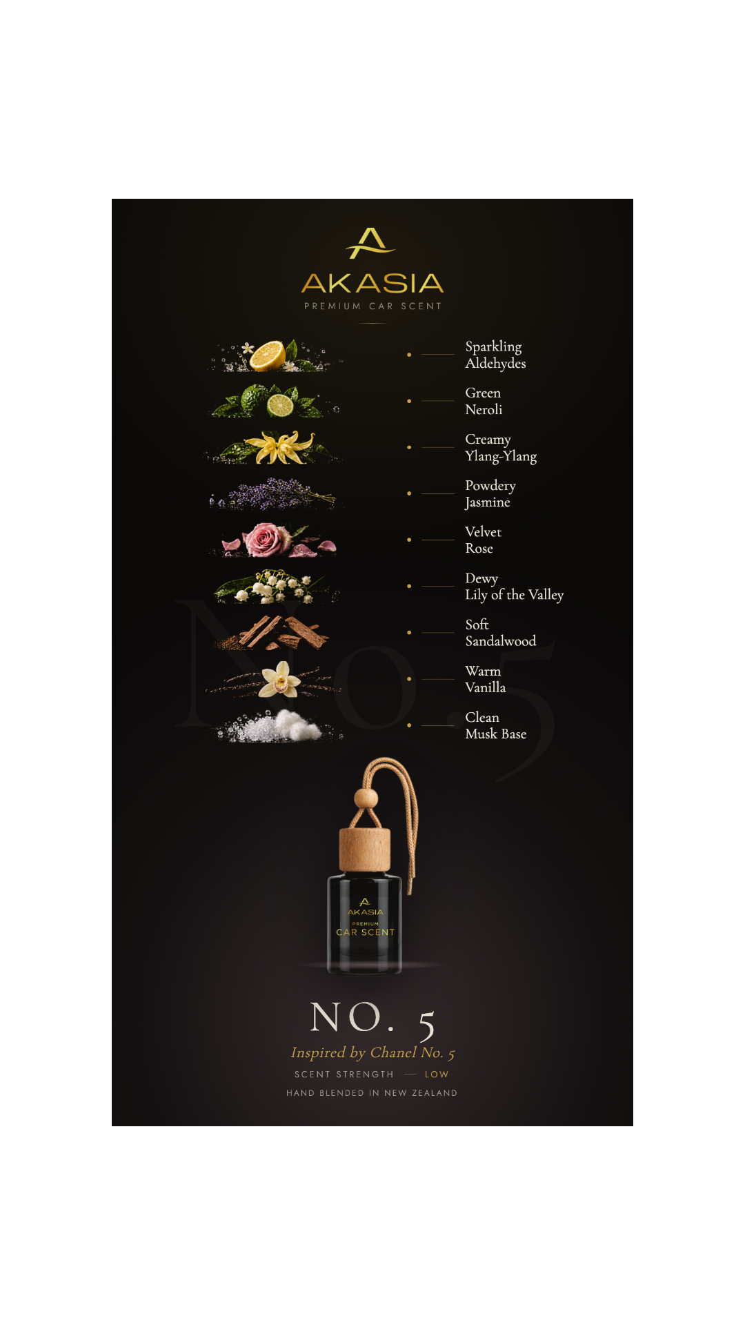 Akasia No. 5 — Premium Car Air Freshener (Inspired by Chanel No. 5) Akasia