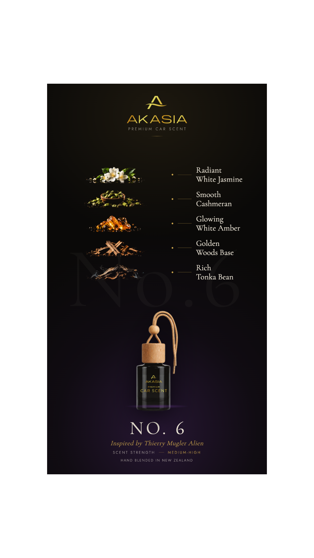 Akasia No. 6 — Premium Car Air Freshener (Inspired by Thierry Mugler Alien) Akasia