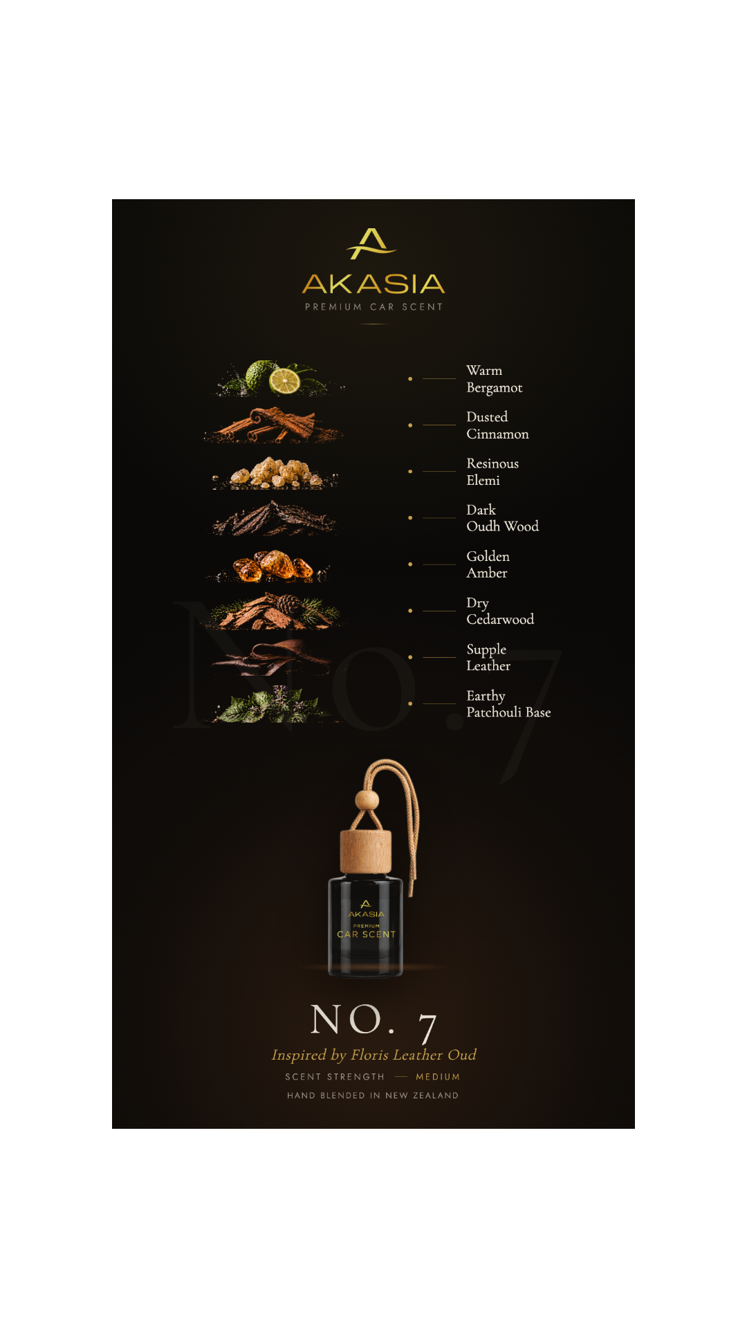 Akasia No. 7 — Premium Car Air Freshener (Inspired by Floris Leather Oud) Akasia