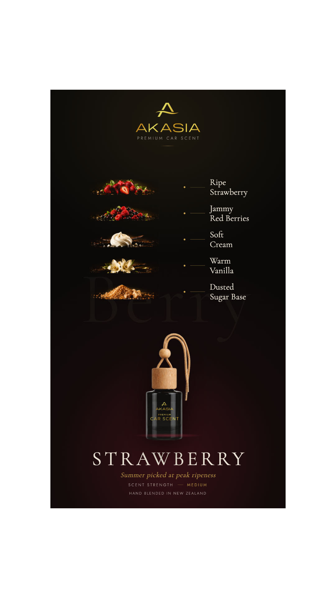 Akasia Strawberry — Premium Car Air Freshener Akasia