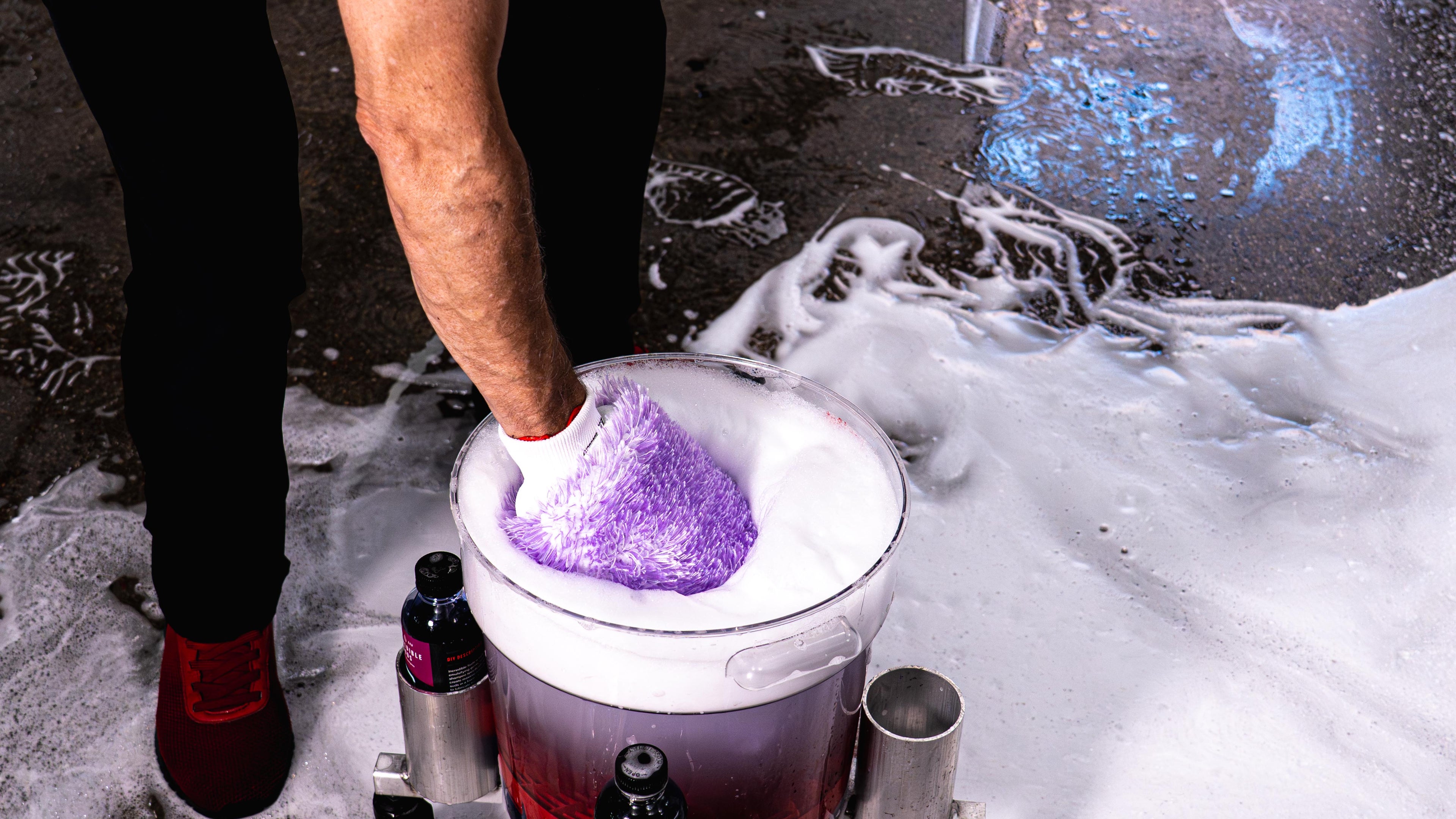 DIY Incredible Wash Mitt in use on car paint