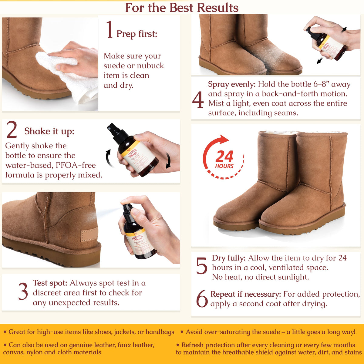 Leather Honey Suede & Nubuck Protector – 4oz spray for suede, nubuck and delicate materials | Shineworks NZ