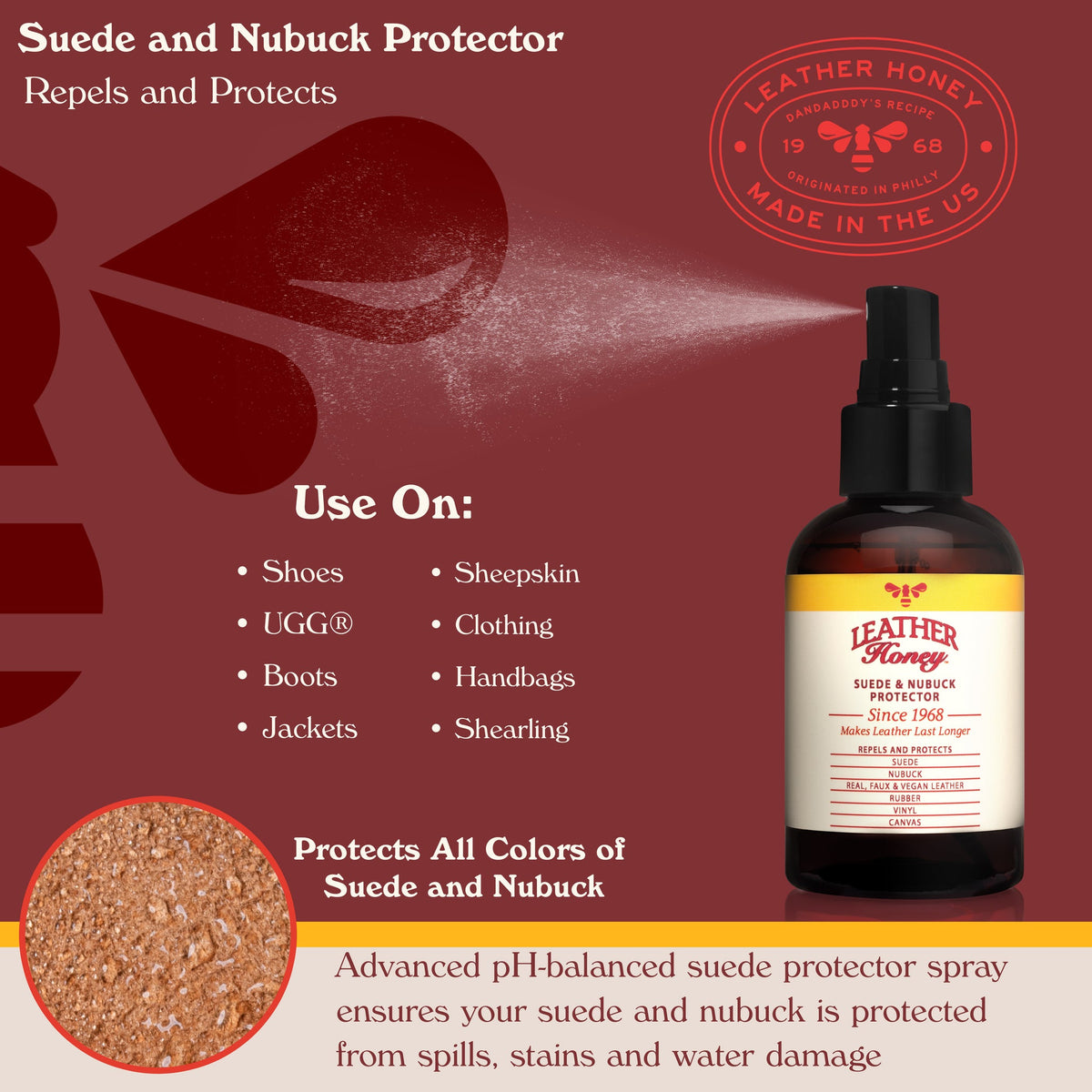 Leather Honey Suede & Nubuck Protector – 4oz spray for suede, nubuck and delicate materials | Shineworks NZ